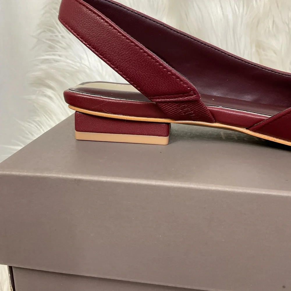 NEW Franco Sarto Women's Teagan Berry Red Leather Slingback Flats Size 9